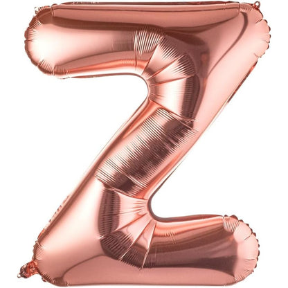 Balon Folie Metalizata Litera Z, Klevo, 80 cm, Umflati cu Heliu sau Aer, Ambalaj Individual, Pai inclus, Rose Gold