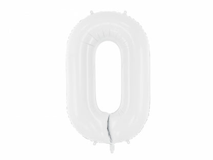 Balon folie Numărul "0", 86 cm, alb (1 pachet / 1 buc.)