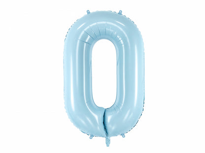 Balon folie Numărul "0", 86 cm, albastru deschis (1 pachet / 1 buc.)