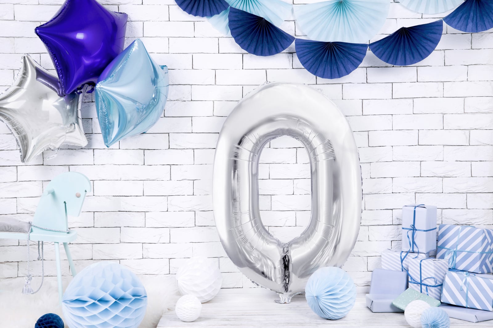 Balon folie Numărul "0", 86 cm, argintiu (1 pachet / 1 buc.)