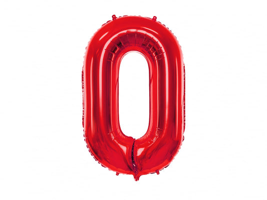 Balon folie Numărul "0", 86 cm, roșu (1 pachet / 1 buc.)