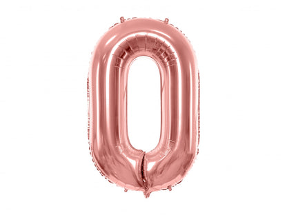 Balon folie Numărul "0", 86 cm, roz auriu (1 pachet / 1 buc.)
