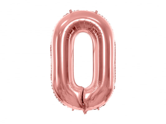 Balon folie Numărul "0", 86 cm, roz auriu (1 pachet / 1 buc.)