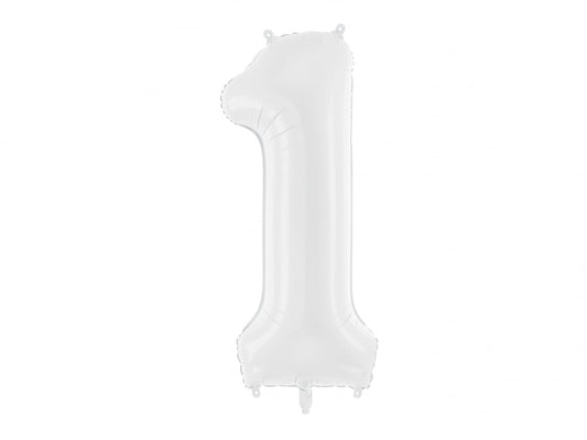 Balon folie Numărul "1", 86 cm, alb (1 pachet / 1 buc.)