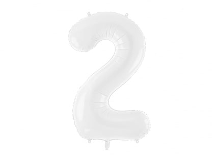 Balon folie Numărul "2", 86 cm, alb (1 pachet / 1 buc.)