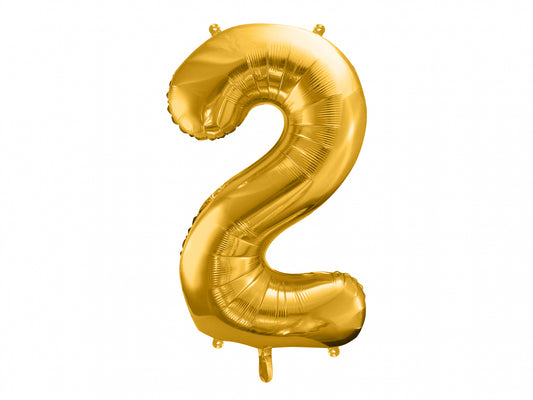 Balon folie Numărul "2", 86 cm, auriu (1 pachet / 1 buc.)