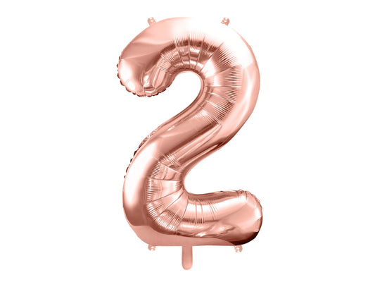 Balon folie Numărul "2", 86 cm, roz auriu (1 pachet / 1 buc.)