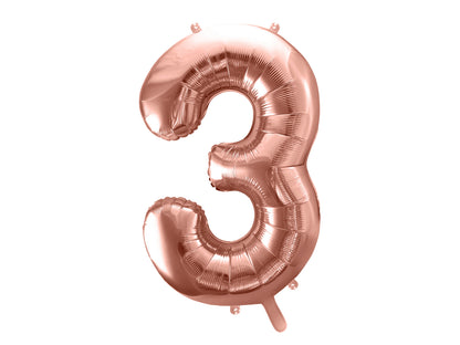 Balon folie Numărul "3", 86 cm, roz auriu (1 pachet / 1 buc.)