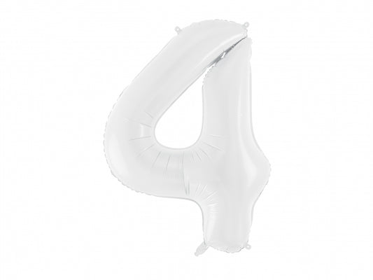 Balon folie Numărul "4", 86 cm, alb (1 pachet / 1 buc.)