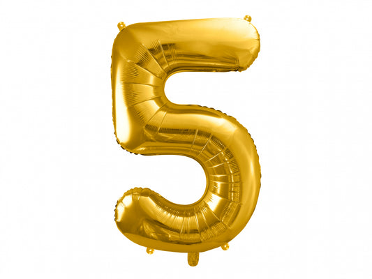 Balon folie Numărul "5", 86 cm, auriu (1 pachet / 1 buc.)