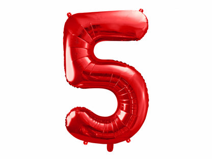 Balon folie Numărul "5", 86 cm, roșu (1 pachet / 1 buc.)