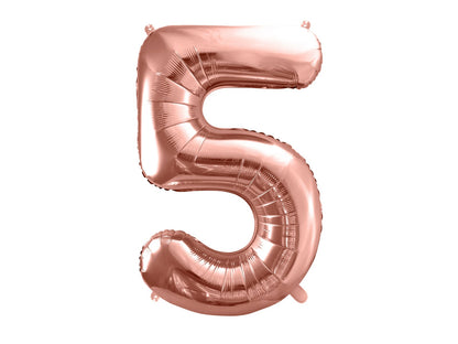 Balon folie Numărul "5", 86 cm, roz auriu (1 pachet / 1 buc.)