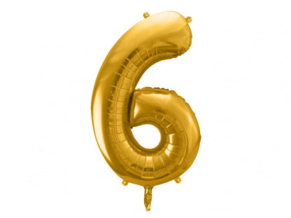 Balon folie Numărul "6", 86 cm, auriu (1 pachet / 1 buc.)