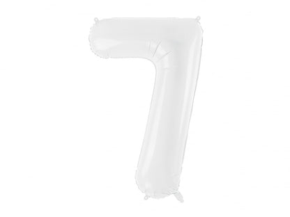 Balon folie Numărul "7", 86 cm, alb (1 pachet / 1 buc.)