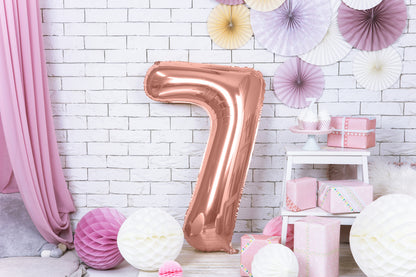 Balon folie Numărul "7", 86 cm, roz auriu (1 pachet / 1 buc.)