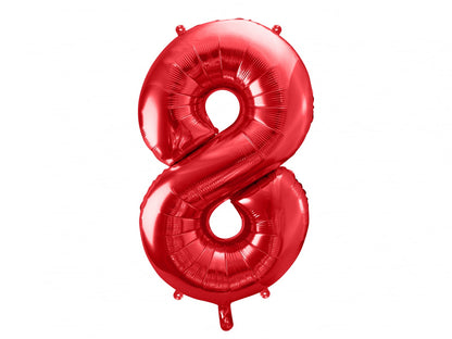 Balon folie Numărul "8", 86 cm, roșu (1 pachet / 1 buc.)