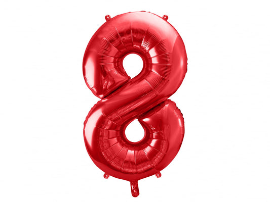 Balon folie Numărul "8", 86 cm, roșu (1 pachet / 1 buc.)