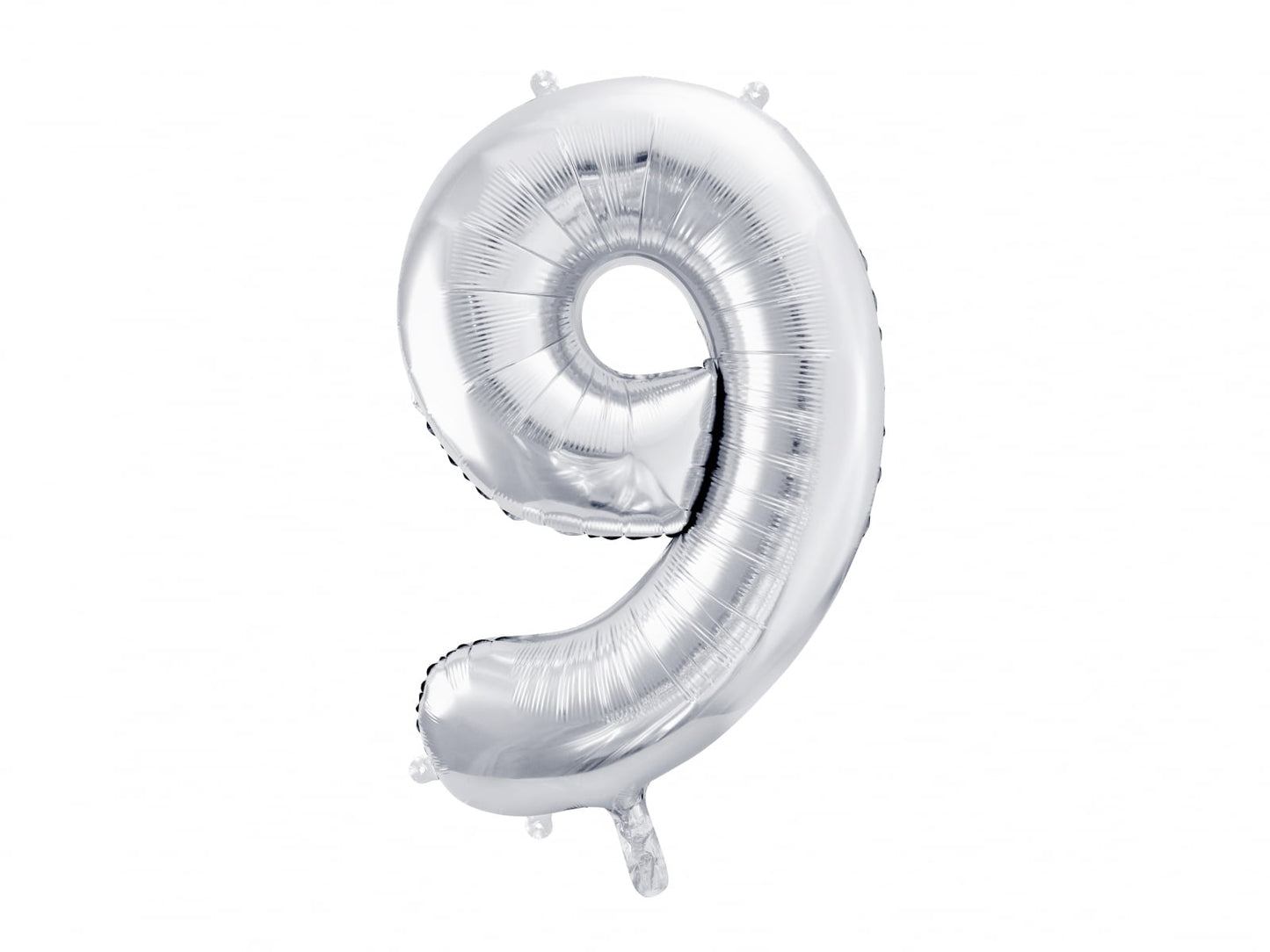 Balon folie Numarul "9", 86 cm, argintiu (1 pachet / 1 buc.)