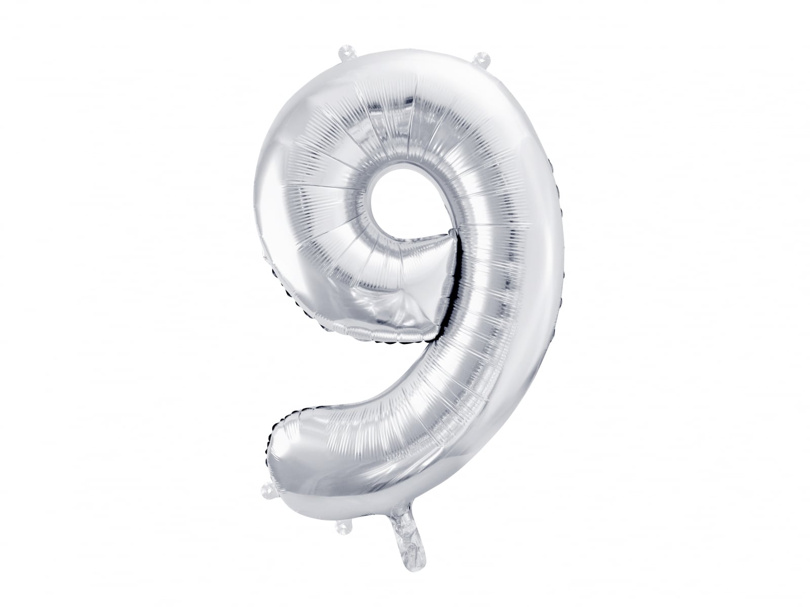 Balon folie Numarul "9", 86 cm, argintiu (1 pachet / 1 buc.)