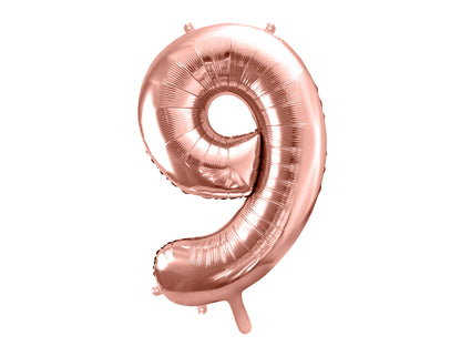 Balon folie Numărul "9", 86 cm, roz auriu (1 pachet / 1 buc.)