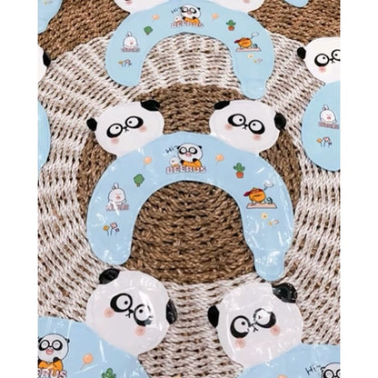 Balon din Folie Metalizata, Klevo, Tip Coronita cu Urechi, Model Panda Mirat, Ambalaj Individual, Pai Inclus, Umflare cu Aer sau Heliu, 30 x 27 cm, Bleu