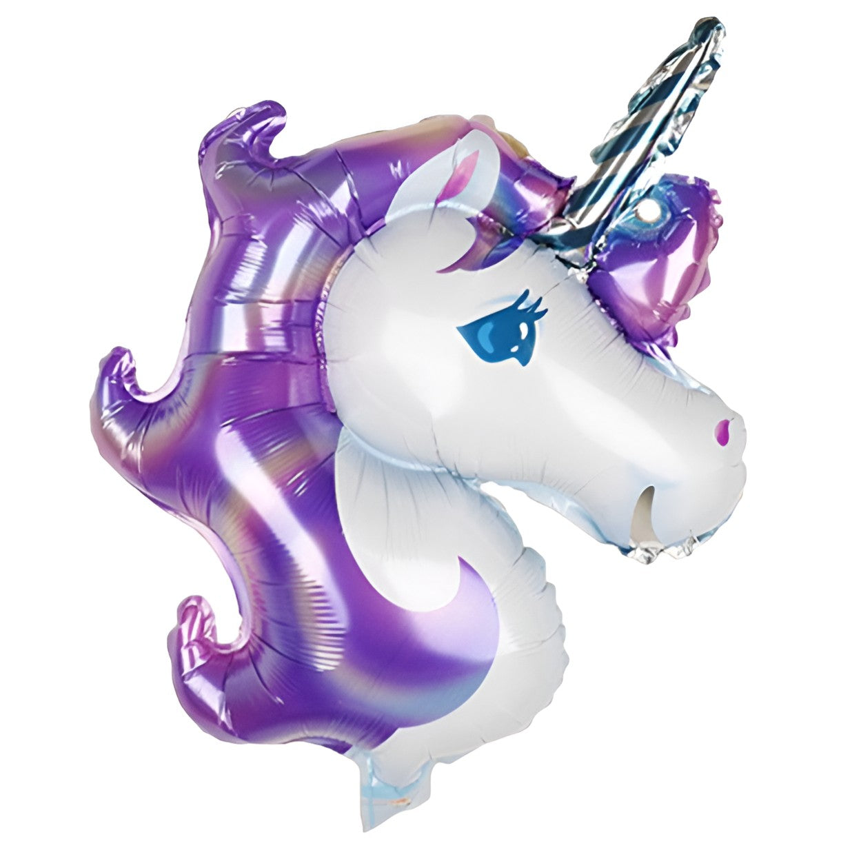 Balon din Folie Metalizata, Klevo, Figurina Unicorn, Tema Animalute, 115 cm, Ambalaj Individual, Pai Inclus, Umflare cu Aer sau Heliu, Mov
