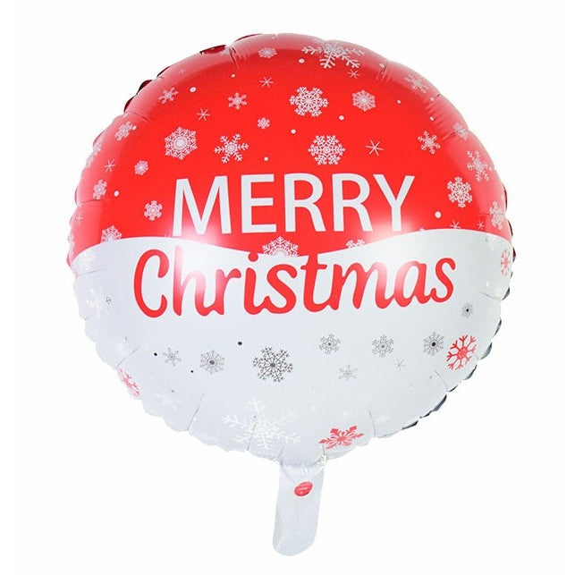 Balon Rotund, Klevo, din Folie de Aluminiu, Tema Craciun Merry Christmas, 44.5x53 cm, Rosu