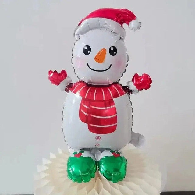 Balon Om de Zapada, Klevo, din Folie de Aluminiu, Tema Craciun, 31.5 x 60.5 cm, Alb/Verde/Rosu