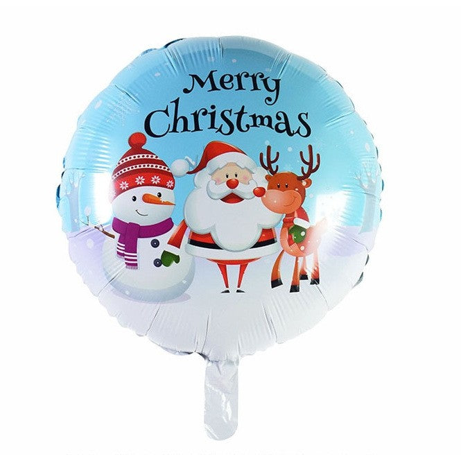 Balon Rotund, Klevo, din Folie de Aluminiu, Tema Craciun Merry Christmas, 44.5x53 cm, Albastru