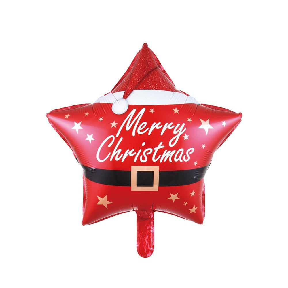 Balon Stea, Klevo, din Folie de Aluminiu, Tema Craciun Merry Christmas, 45 x 45 cm, Rosu