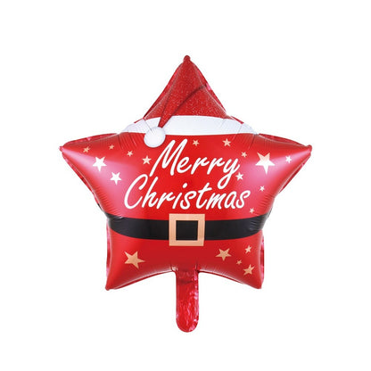 Balon Stea, Klevo, din Folie de Aluminiu, Tema Craciun Merry Christmas, 45 x 45 cm, Rosu