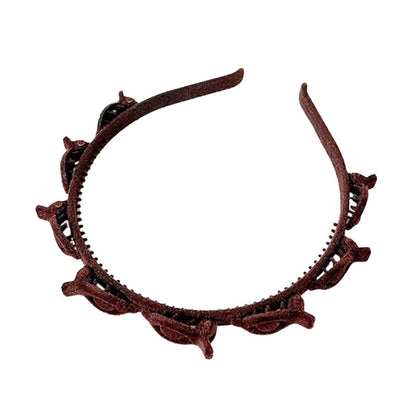 Bentita de Par pentru Femei, Klevo, Agrafa Stil Coreean, Accesoriu pentru Par cu Textura MultiStrat, 13 x 11.5 cm, Coffee