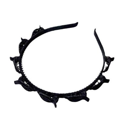 Bentita de Par pentru Femei, Klevo, Agrafa Stil Coreean, Accesoriu pentru Par cu Textura MultiStrat, 13 x 11.5 cm, Negru