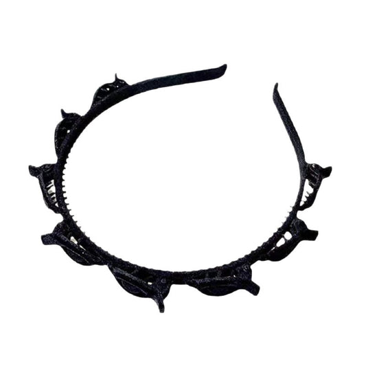 Bentita de Par pentru Femei, Klevo, Agrafa Stil Coreean, Accesoriu pentru Par cu Textura MultiStrat, 13 x 11.5 cm, Negru