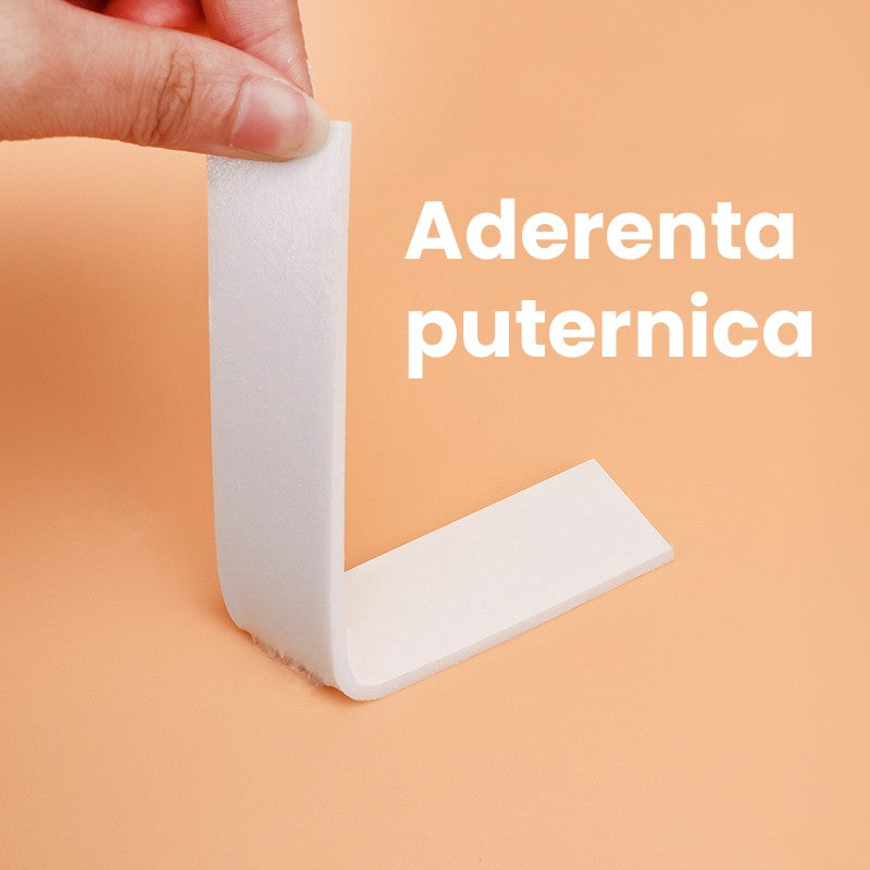 Banda Dubla Adeziva, Klevo, Banda Adeziva cu Burete, pentru Cadouri si Ambalaje, 1 m, Latime 2.5 cm, Alb