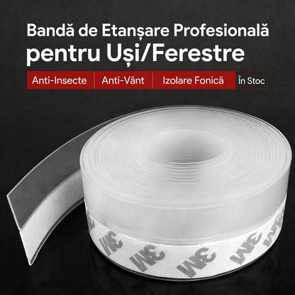 Banda Etansare Usa si Geam, Klevo, Silicon Transparent, 3.5 cm x 5 m
