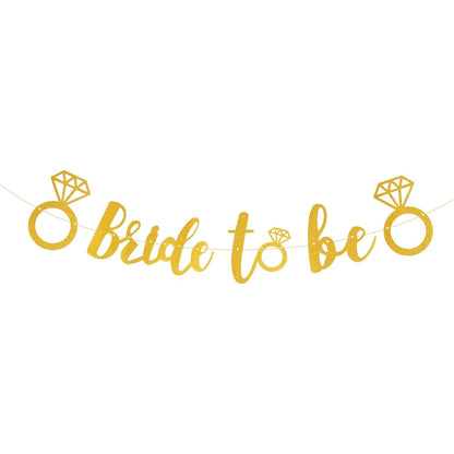 Banner Bride To Be, Klevo, Dimensiune 30x20 cm, Rola de Ata Inclusa, Tematica Nunta, Decoratiune Party, Auriu