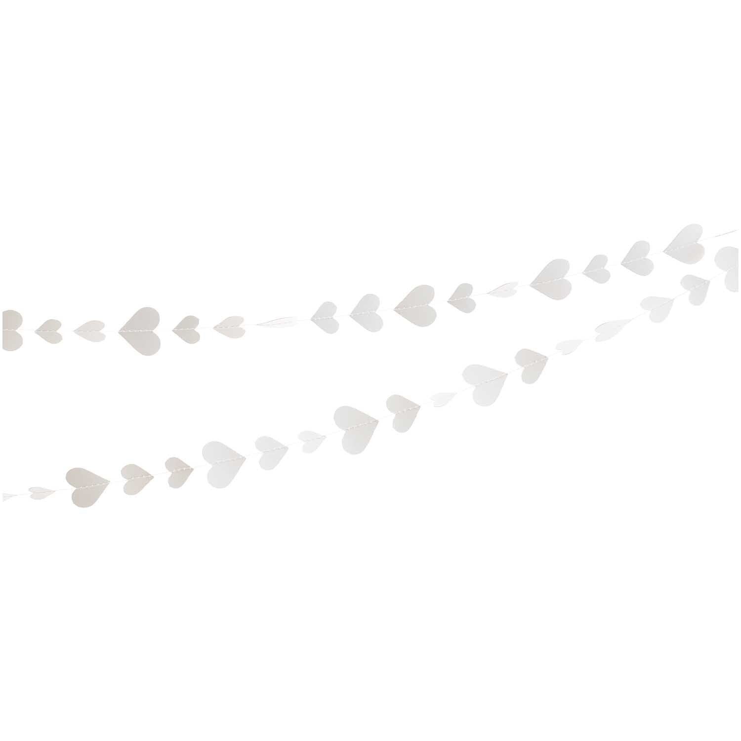 Banner cu Inimioare, Klevo, Tip Franjuri, 4 m, Rola de Ata Inclusa, Alb