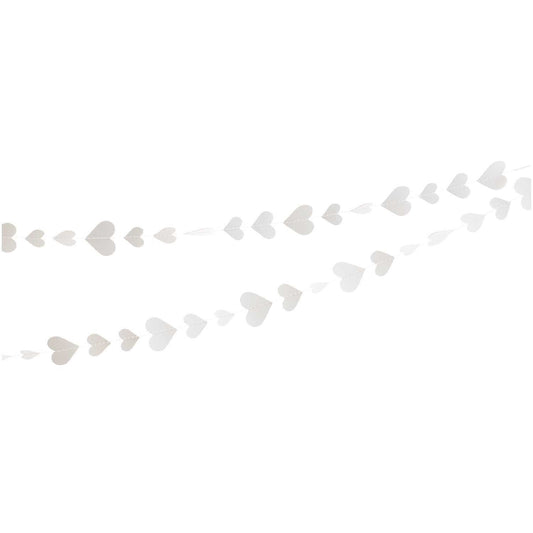 Banner cu Inimioare, Klevo, Tip Franjuri, 4 m, Rola de Ata Inclusa, Alb