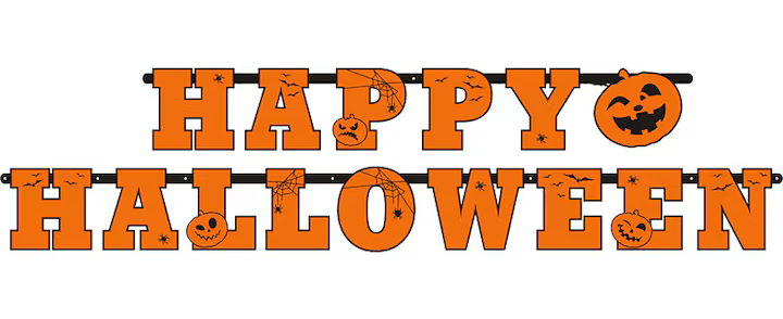 Banner decorativ Happy Halloween, portocaliu, 13 x 210 cm