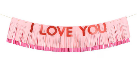 Banner decorativ PartyDeco, 150x30cm, Rosu/Roz