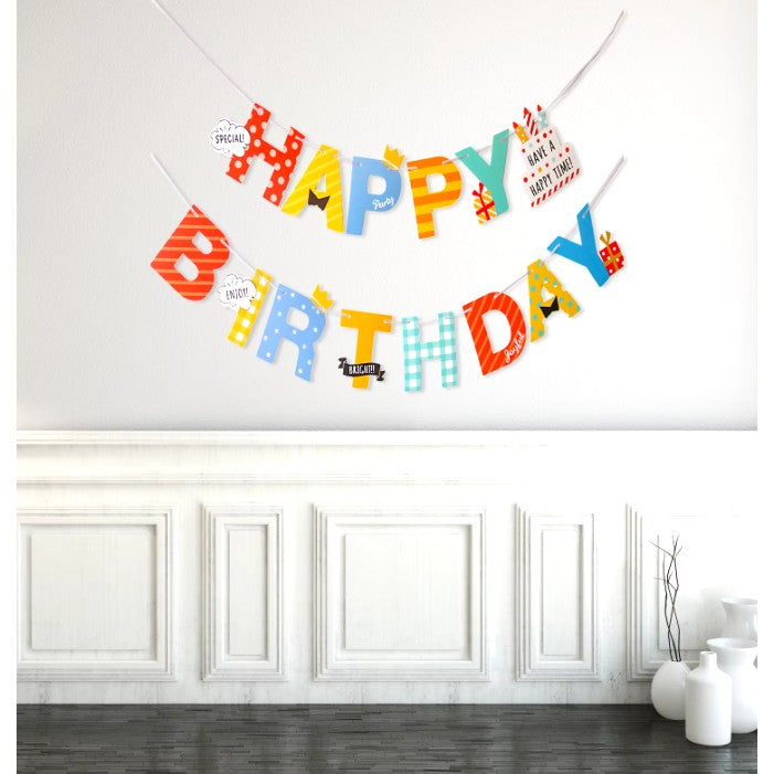 Banner Happy Birthday 100x200 cm, Klevo, Rola de Ata Inclusa, Tematica Aniversare, Multicolor