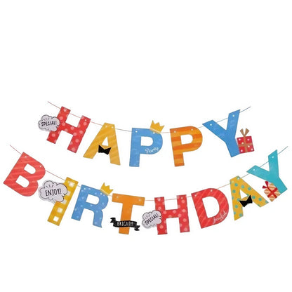 Banner Happy Birthday 100x200 cm, Klevo, Rola de Ata Inclusa, Tematica Aniversare, Multicolor