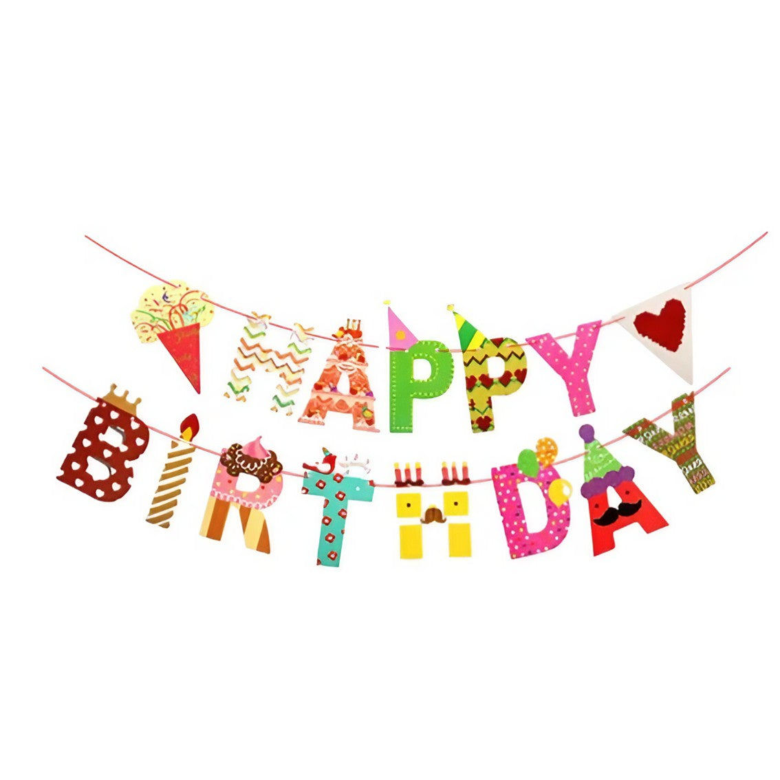 Banner Happy Birthday 100x200 cm, Klevo, Rola de Ata Inclusa, Tematica Candy, Multicolor