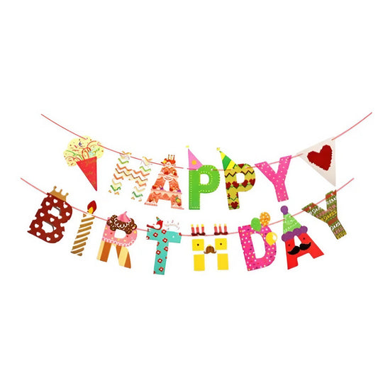 Banner Happy Birthday 100x200 cm, Klevo, Rola de Ata Inclusa, Tematica Candy, Multicolor