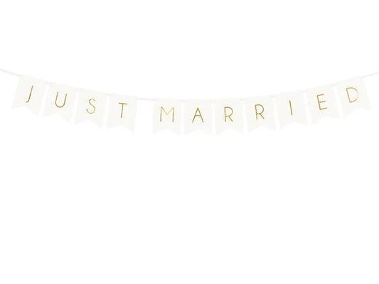Banner Just Married, alb, 15 x 155 cm