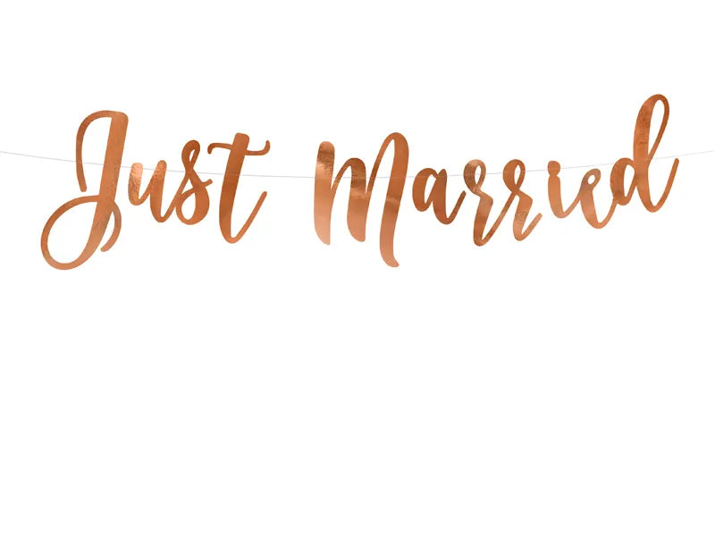 Banner Just Married, Auriu Roz, 20x77cm
