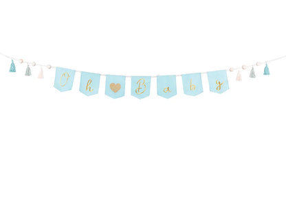 Banner Oh baby cu franjuri, 2,5 m, albastru