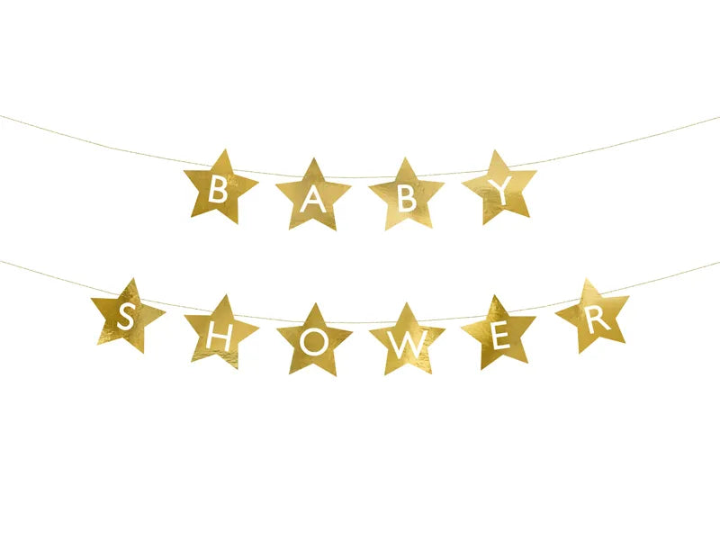 Banner pentru petrecere de baby shower, 290x16,5 cm, auriu
