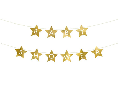 Banner pentru petrecere de baby shower, 290x16,5 cm, auriu